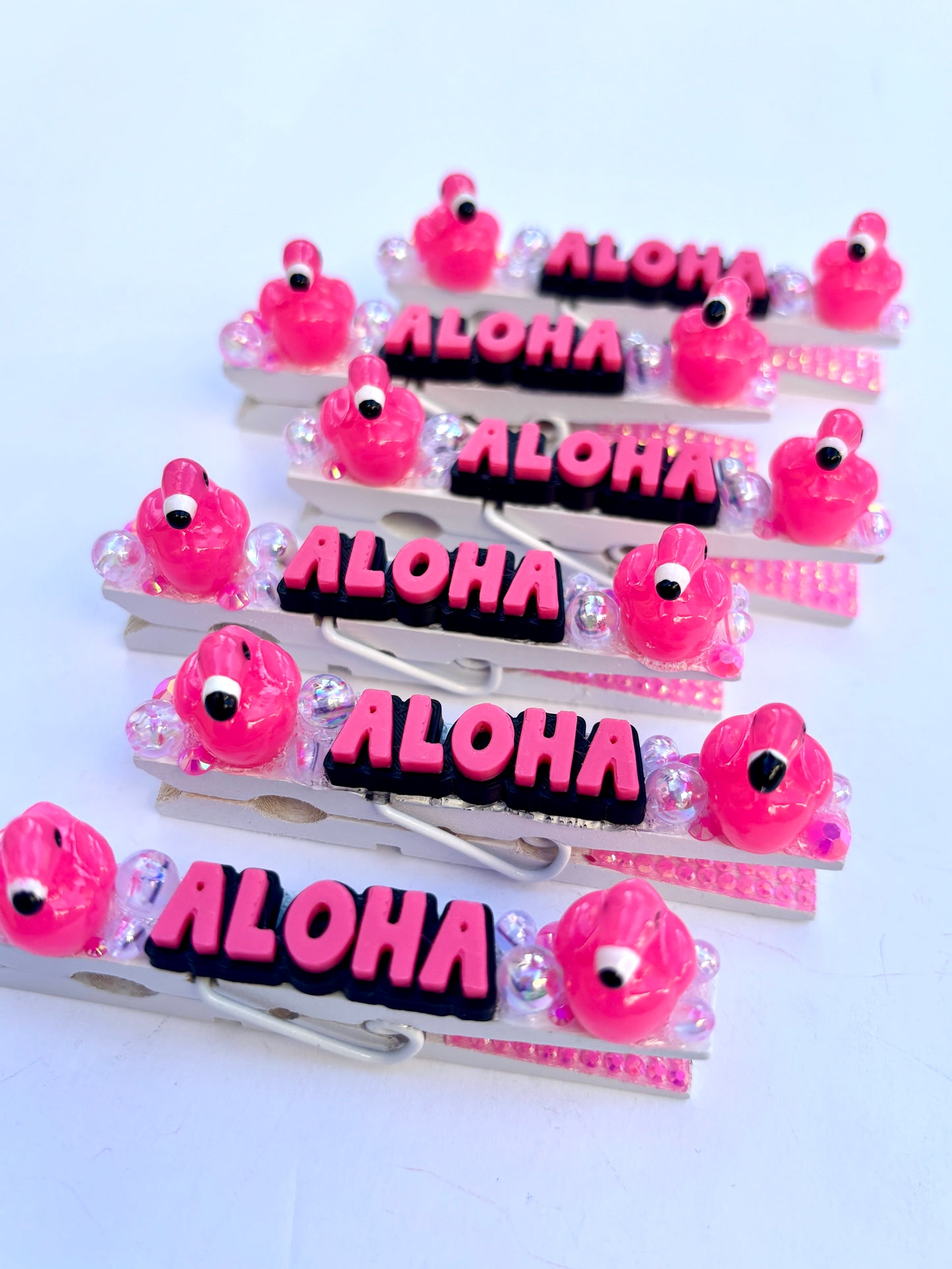 Aloha Flamingo cheer pins - set of 6 (ready to ship)