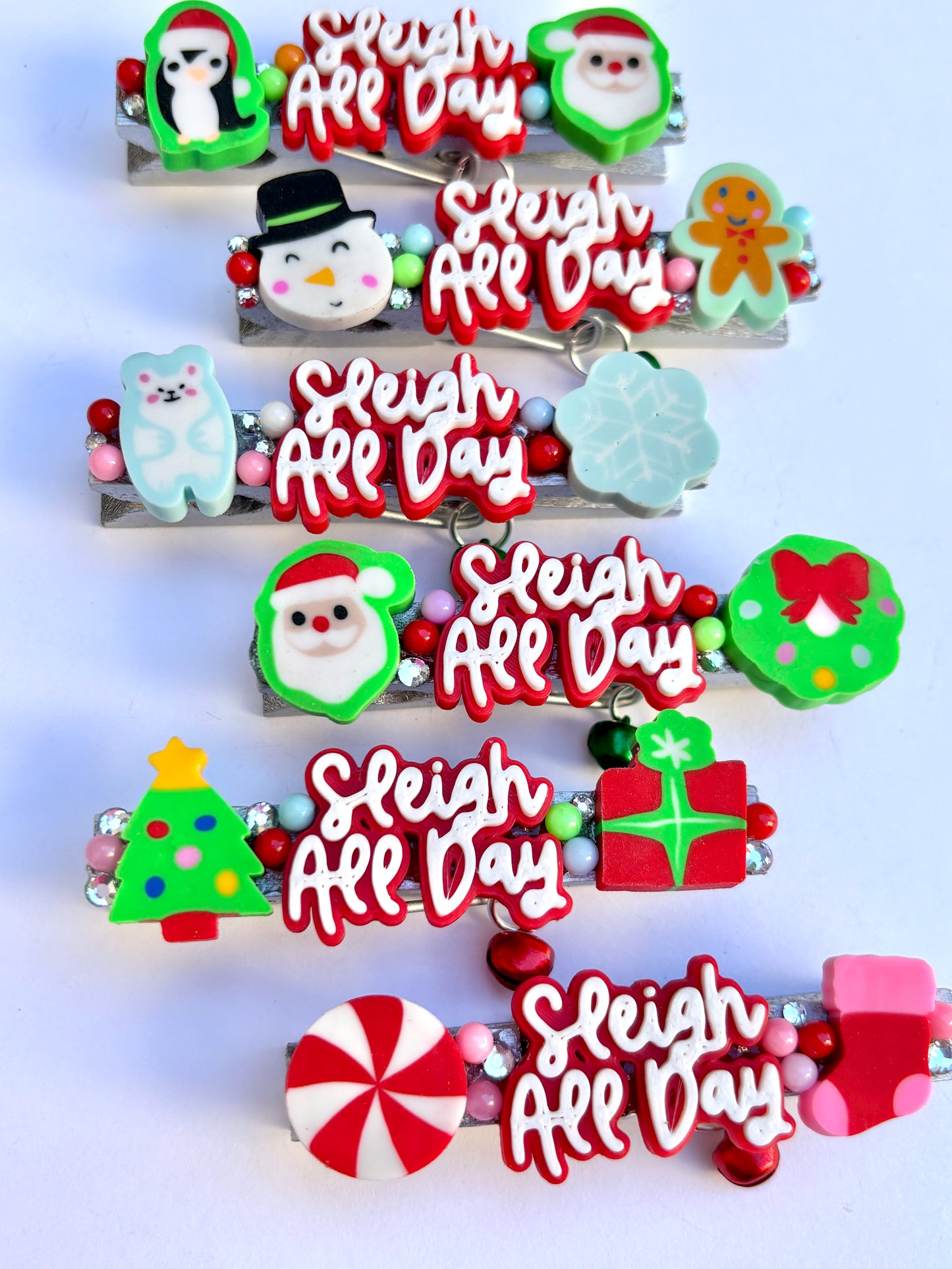 Sleigh All Day spirit pins - set of 6