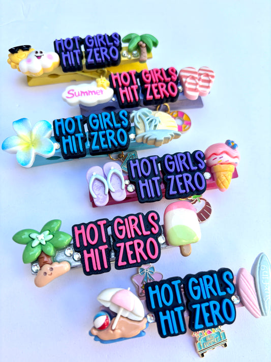 Hot Girls Hit Zero cheer pins - set of 6
