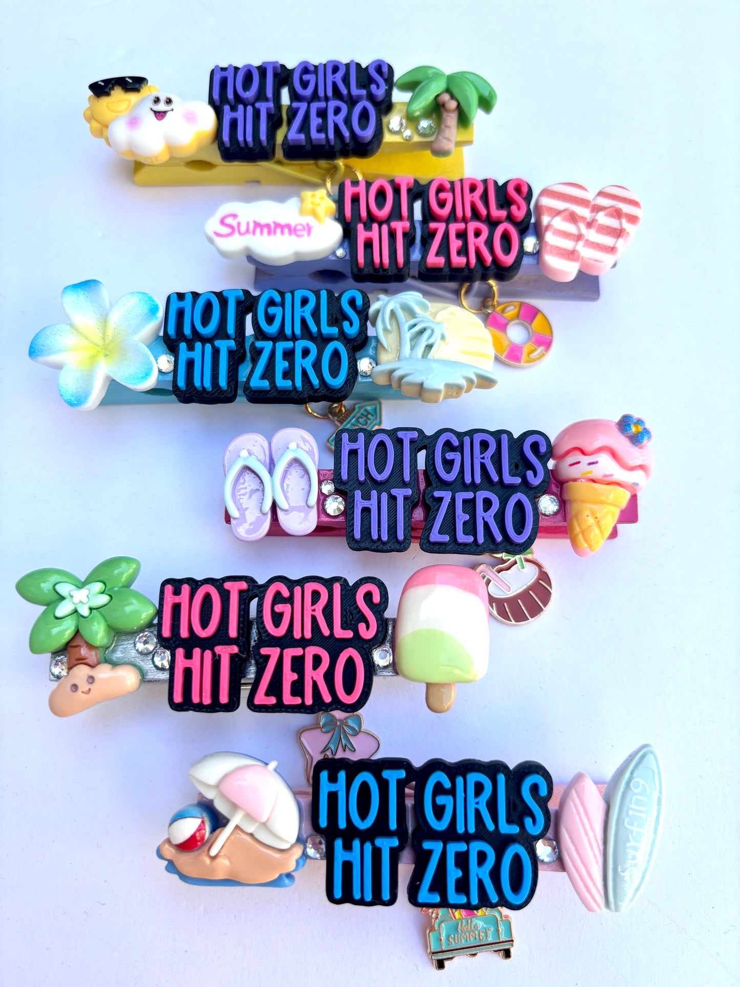 Hot Girls Hit Zero cheer pins - set of 6