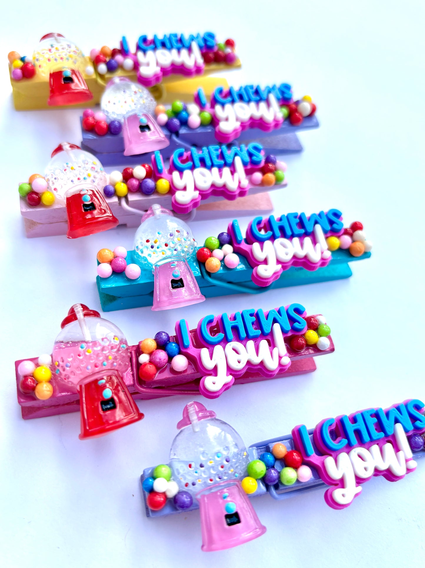 Bubble gum spirit pins - set of 6 (ready to ship)