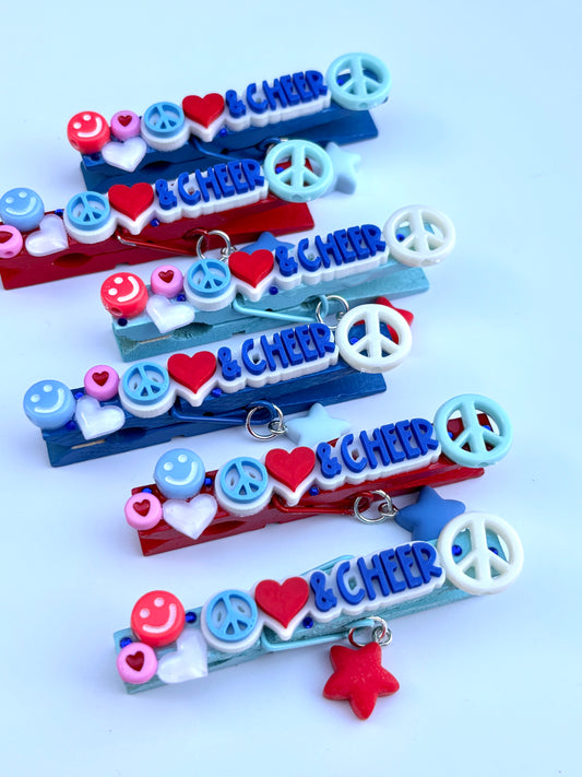 Peace, Love & Cheer pins - set of 6