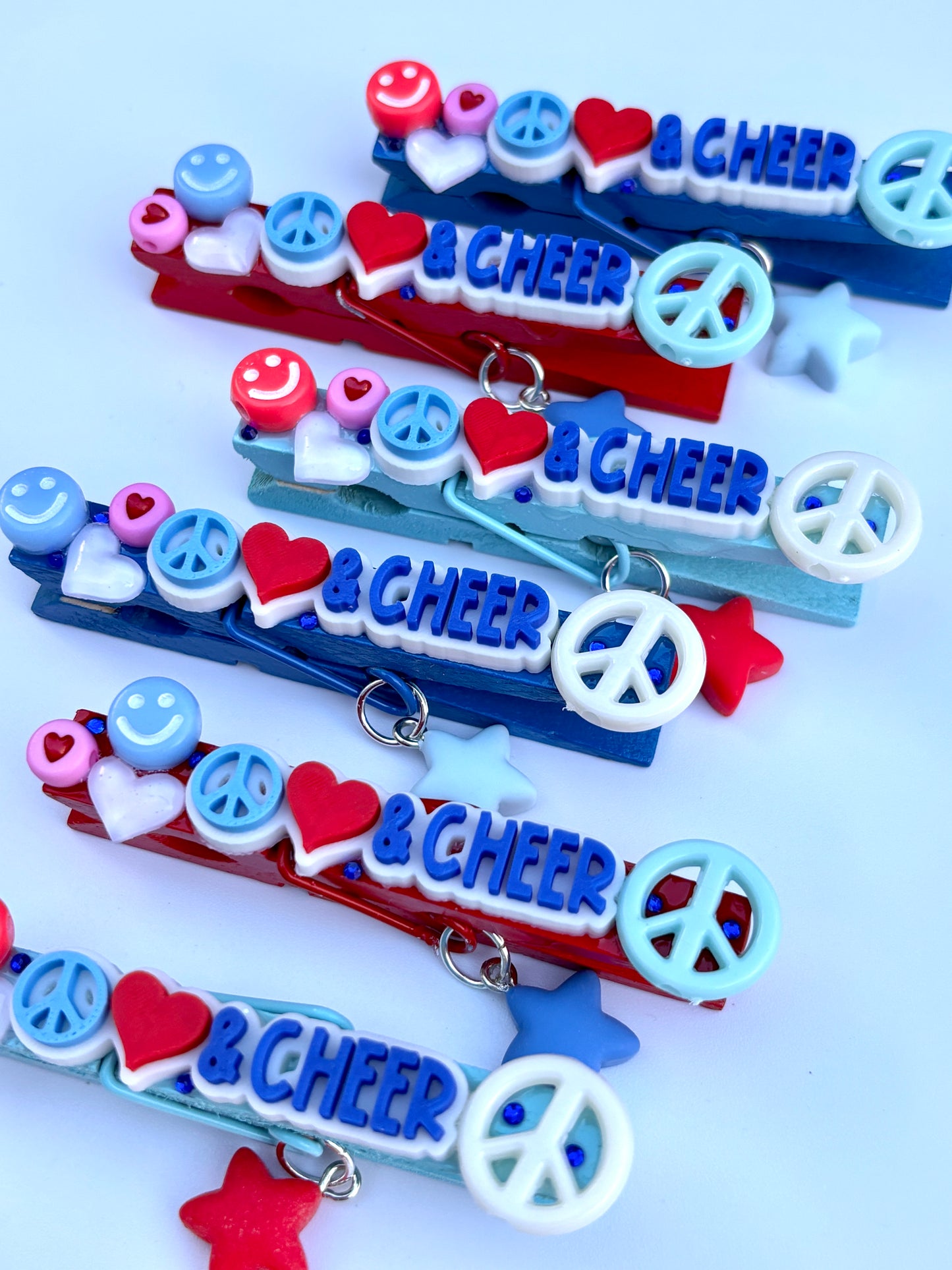 Peace, Love & Cheer pins - set of 6