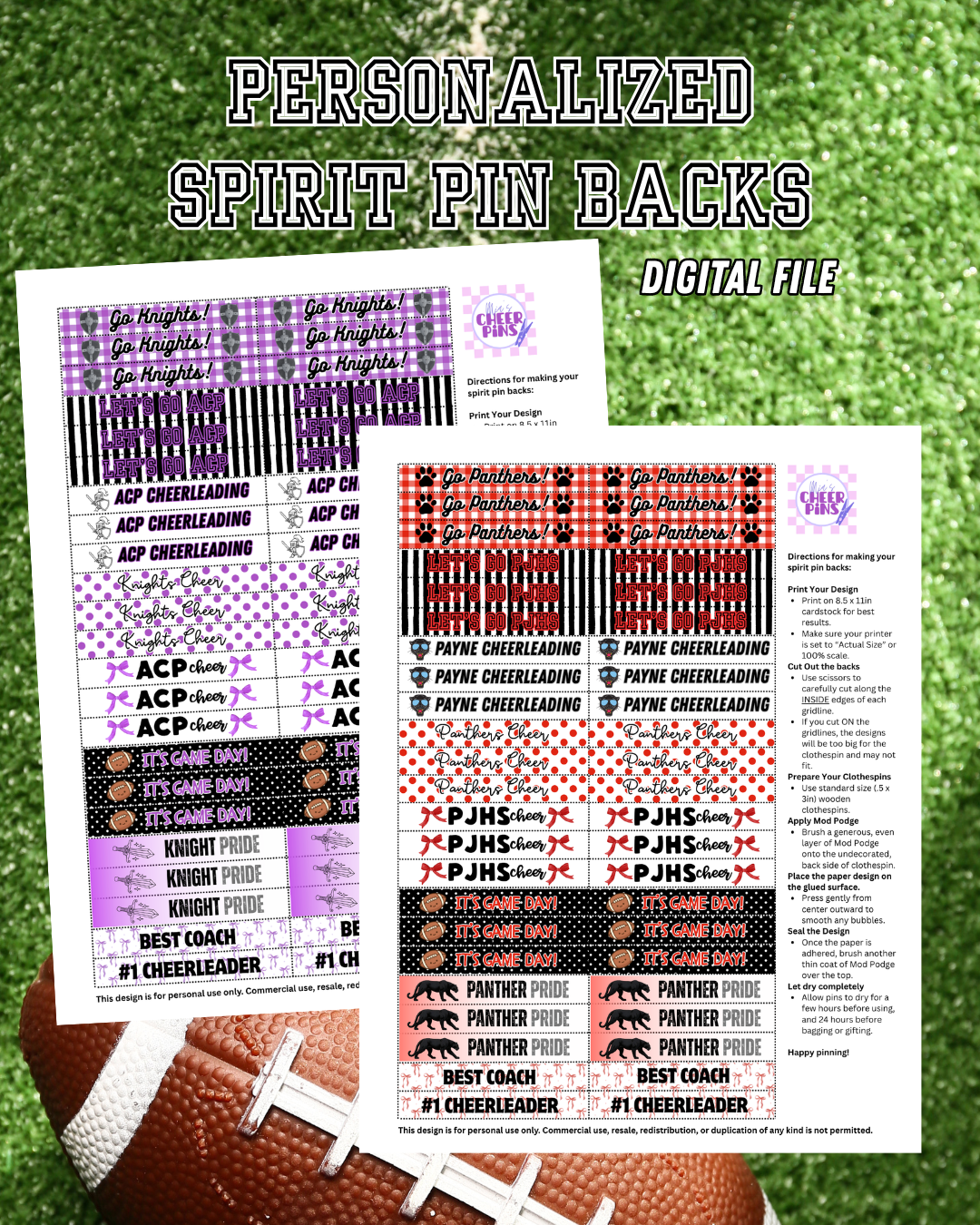 Personalized Spirit Pin Backs - Digital File